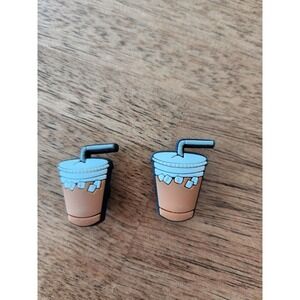 2 Crocs Jibbitz Shoe Charms Iced Coffee Drink Cute Kawaii Aesthetic